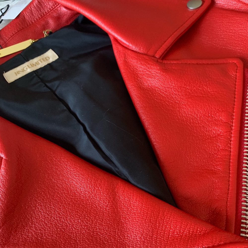 Red leather Moto jacket 🔥